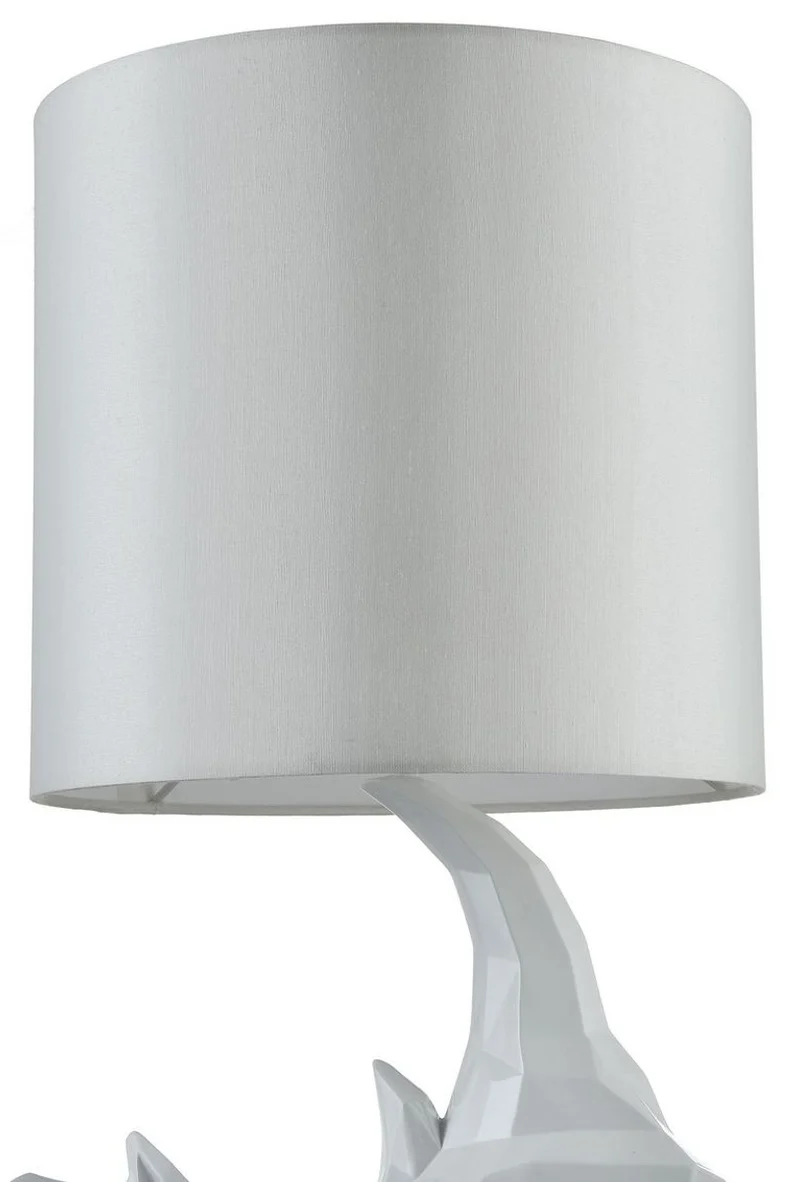 Casa Padrino Tischleuchte Weiß in exklusivem Design Ø 24 x H. 48,5 cm - Luxus Hotel & Restaurant Beleuchtung