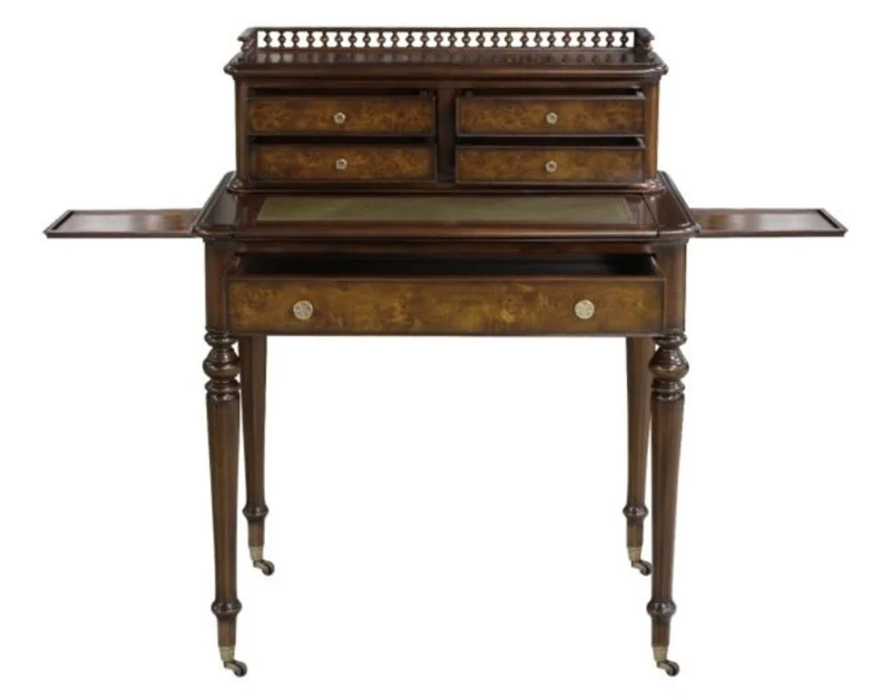 Casa Padrino Mahagoni Sekretär mit 5 Schubladen Braun / Grün 79 x 50 x H. 101 cm - Luxus Qualität