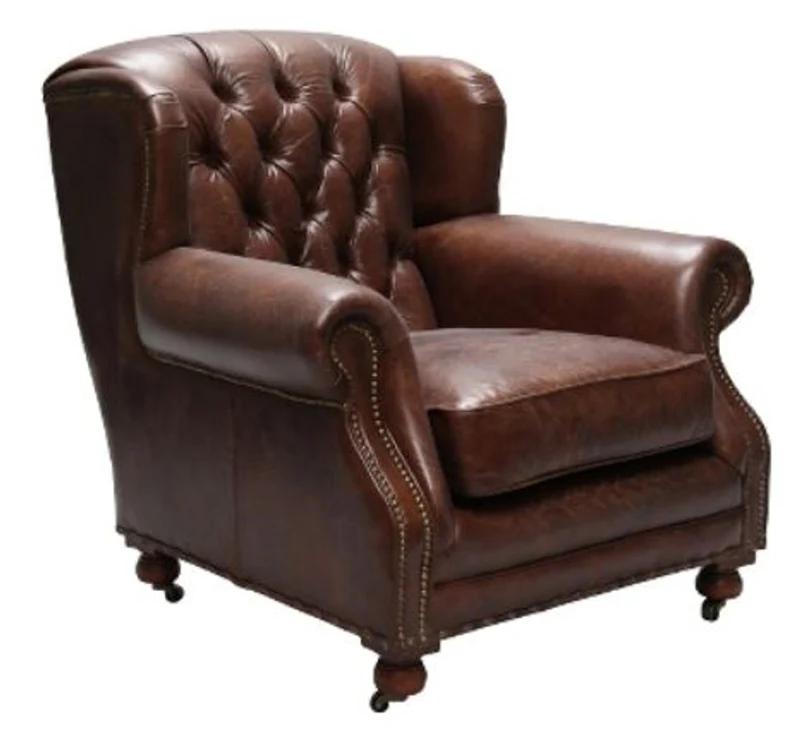 Casa Padrino Luxus Chesterfield Sessel aus Echtleder in Dunkelbraun 92 x 97 x H. 89 cm