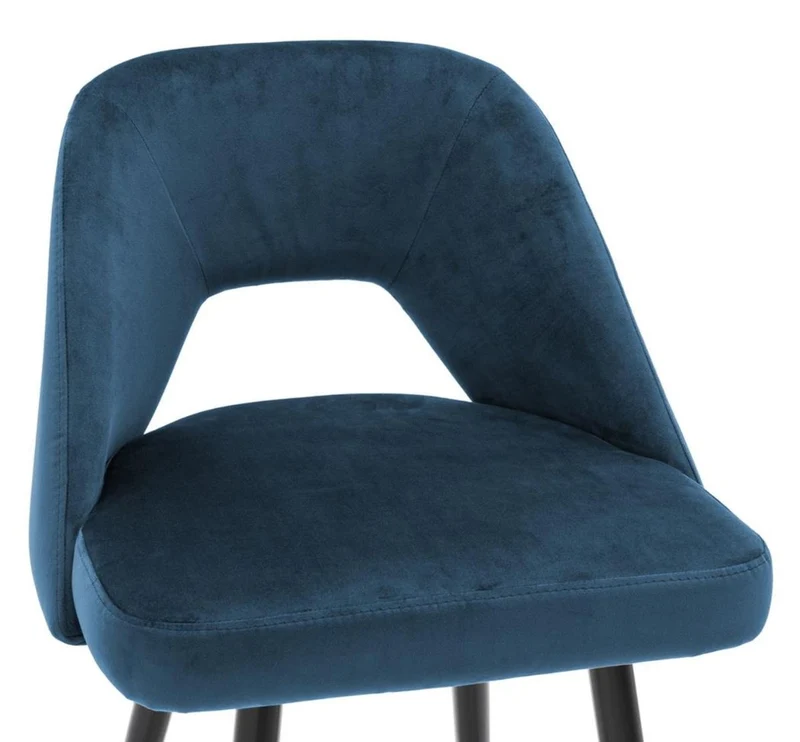 Casa Padrino Luxus Barstuhl Blau / Schwarz 50 x 50 x H. 90 cm - Luxus Barhocker mit Rückenlehne