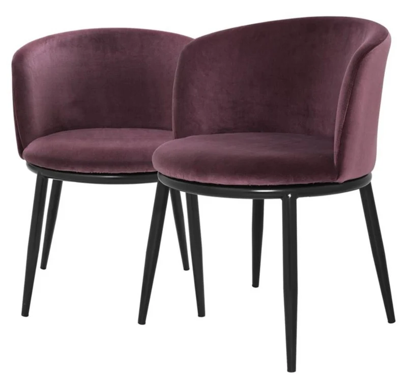 Casa Padrino Luxus Esszimmerstuhl Set Lila / Schwarz 57 x 57 x H. 74 cm - Esszimmermöbel