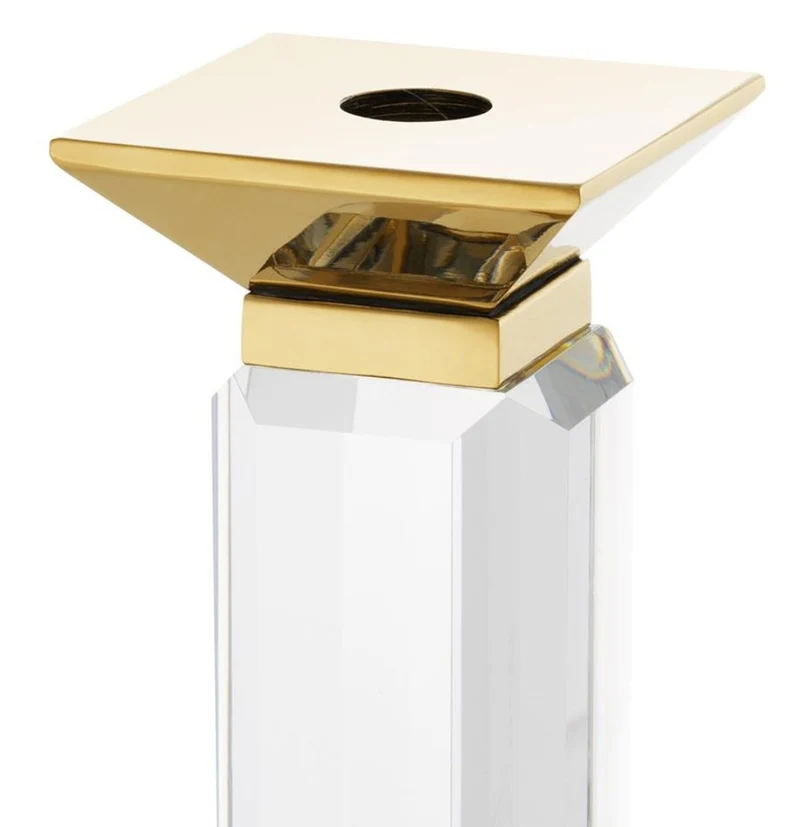 Casa Padrino Luxus Kerzenhalter 3er Set Gold - Kristallglas Accessoires - 12 x 12 x H. 30/43/57 cm
