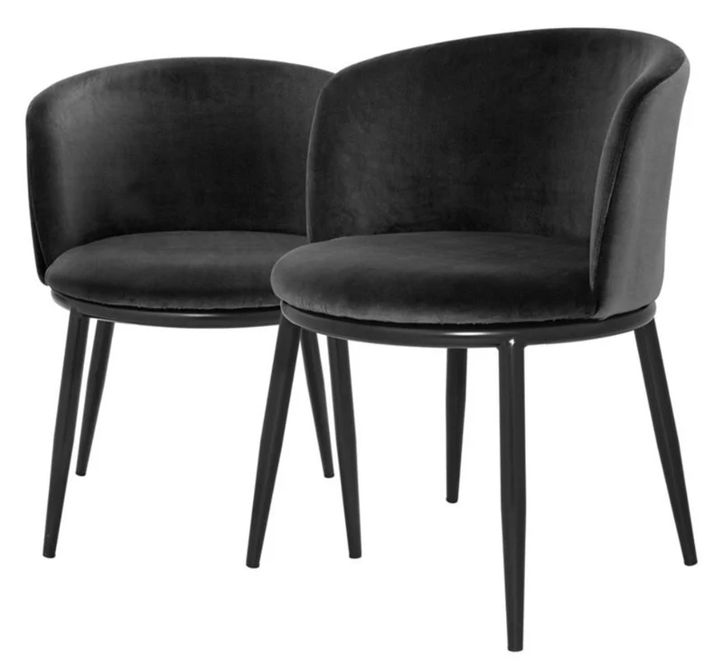 Casa Padrino Luxus Esszimmerstuhl Set Schwarz 57 x 57 x H. 74 cm - Esszimmermöbel