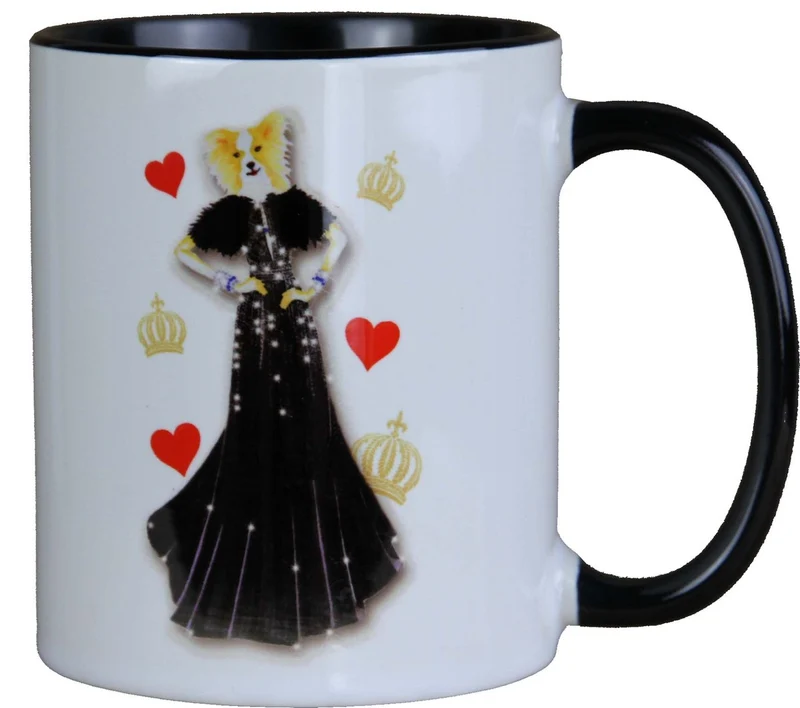 Harald Glööckler Pompöös Tasse Hund mit schwarzfarbenem Kleid - designed by Harald Glööckler