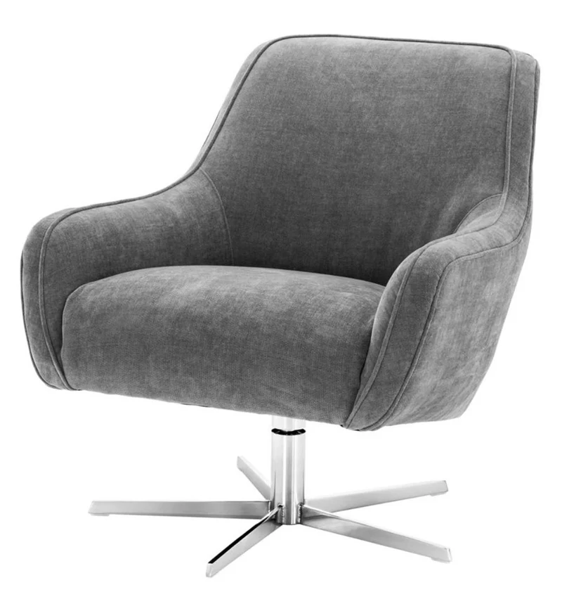 Casa Padrino Drehsessel Grau / Silber 76 x 80 x H. 82 cm - Luxus Möbel