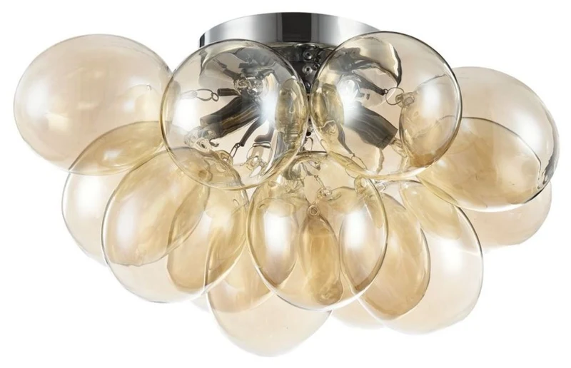 Casa Padrino Deckenleuchte Cognac / Silber 38 x 38 x H. 25 cm - Wohnzimmer Deckenlampe