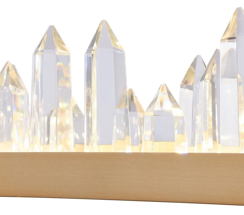 Casa Padrino LED Hängeleuchte mit messingfarbenem Metallrahmen und Kristallglaszacken 115 x 9 x H. 10,4 cm