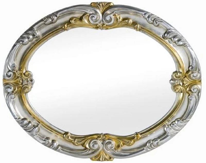Casa Padrino Luxus Barock Spiegel Silber / Gold - Handgefertigter ovaler Wandspiegel im Barockstil - Barock Möbel