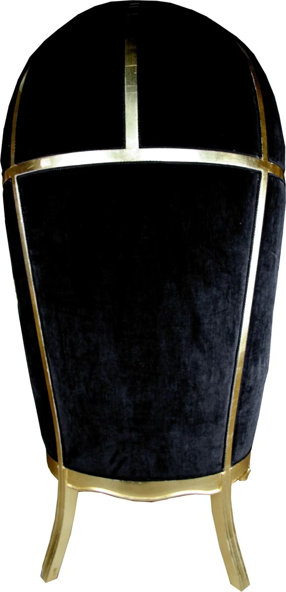 Pompöös by Casa Padrino Luxus Ballon Barock Sessel Schwarz / Gold mit glitzernder Krone - Pompööser Barock Sessel designed by Harald Glööckler