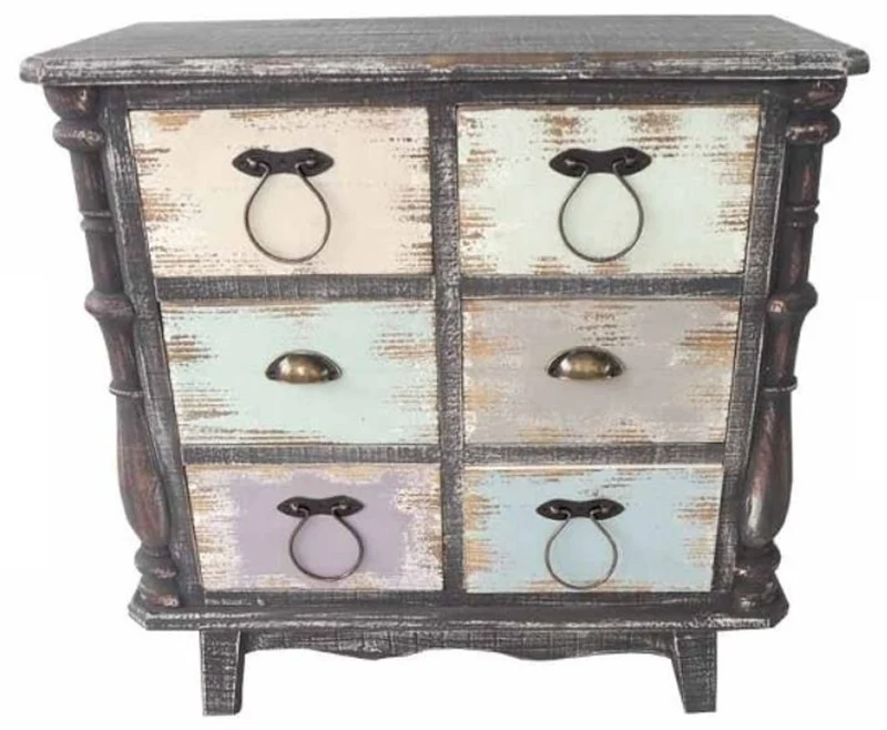 Casa Padrino Landhausstil Kommode Shabby Chic Antik Schwarz / Mehrfarbig 80 x 38 x H. 79 cm