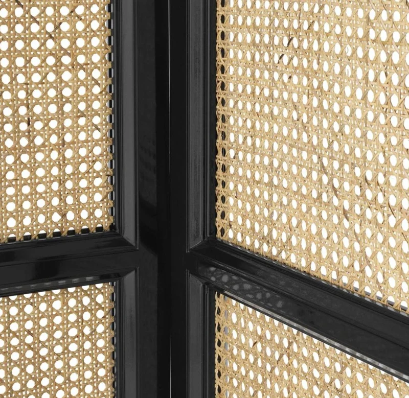 Casa Padrino Luxus Raumteiler Schwarz / Naturfarben 163 x H. 225 cm - Limited Edition