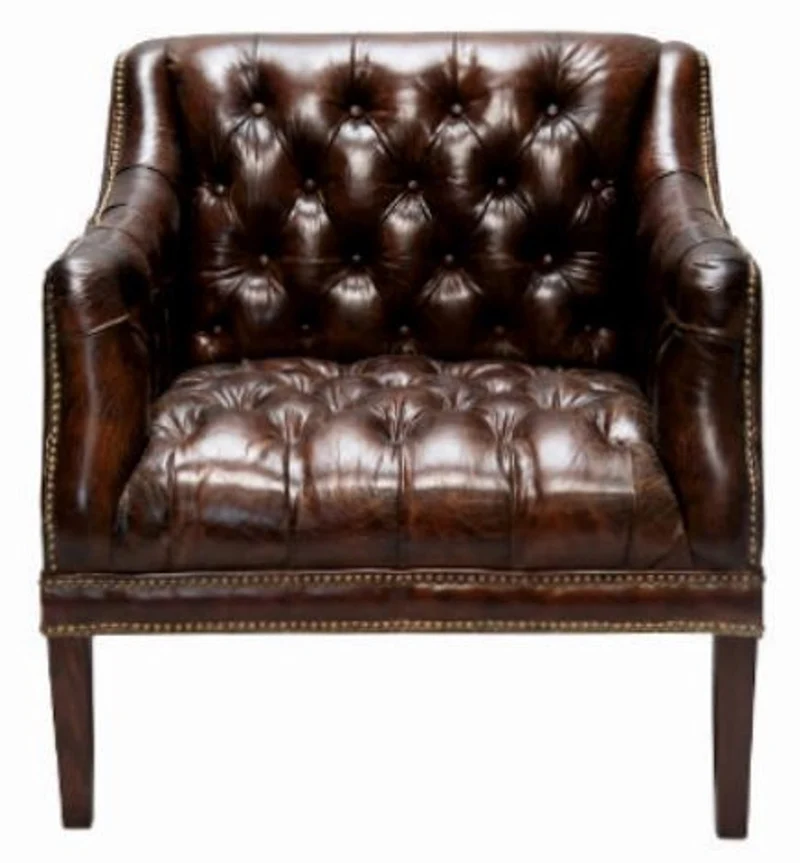 Casa Padrino Luxus Chesterfield Sessel aus Echtleder in Dunkelbraun - 80 x 84 x H. 79 cm