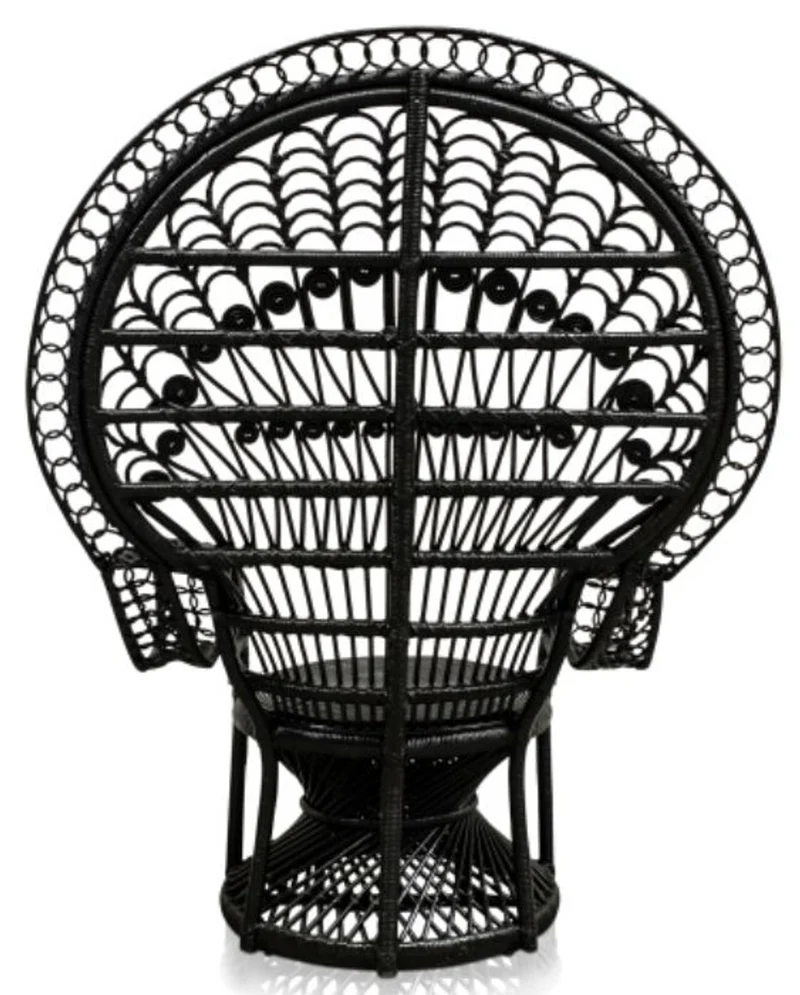 Casa Padrino Luxus Rattan Sessel Schwarz 114 x 80 x H. 150 cm - Vintage Möbel
