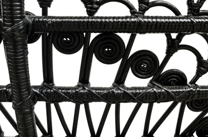 Casa Padrino Luxus Rattan Sessel Schwarz 114 x 80 x H. 150 cm - Vintage Möbel