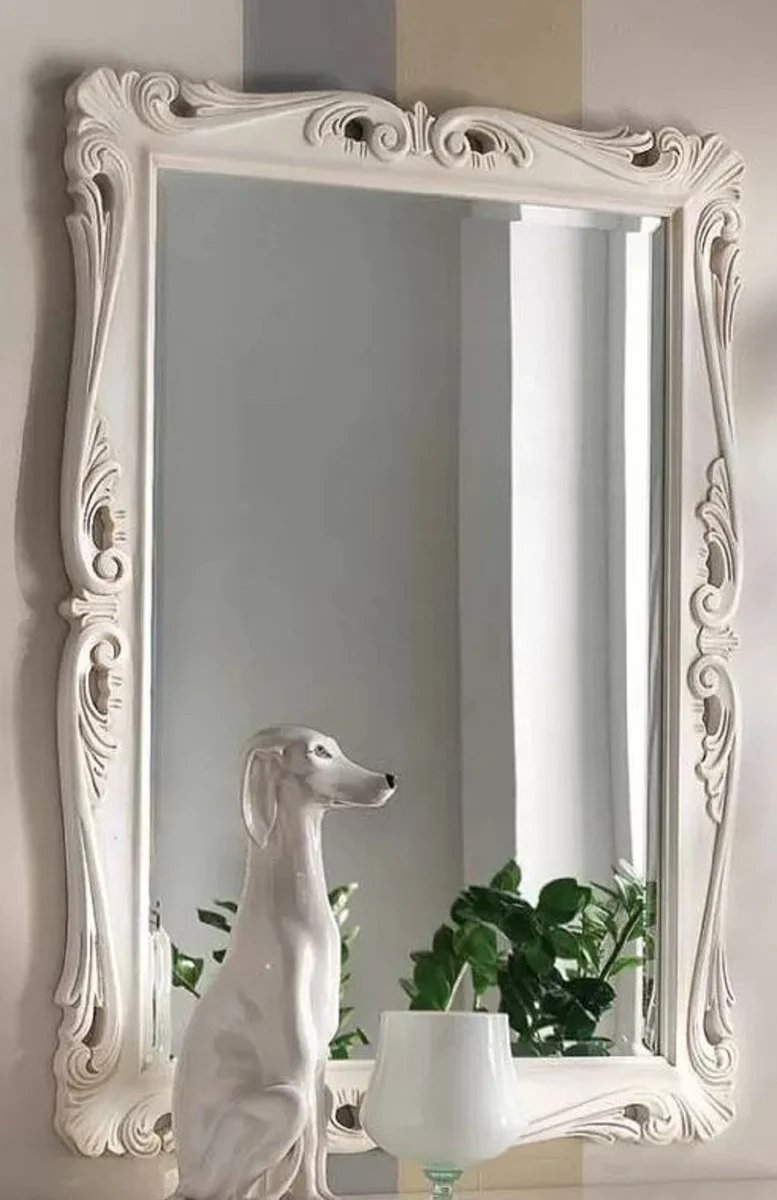 Casa Padrino Luxus Barock Spiegel Weiß - Rechteckiger Wandspiegel im Barockstil - Prunkvolle Barock Möbel - Luxus Qualität - Made in Italy