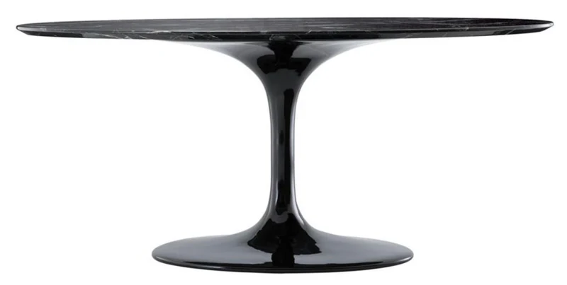 Casa Padrino Luxus Esstisch Oval Schwarz 170 x 110 x H. 75 cm - Hochwertiges Esszimmermöbel