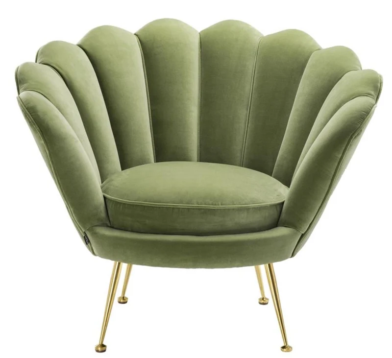 Casa Padrino Luxus Sessel Hellgrün / Messing 96,5 x 79 x H. 78 cm - Designer Hotel Möbel