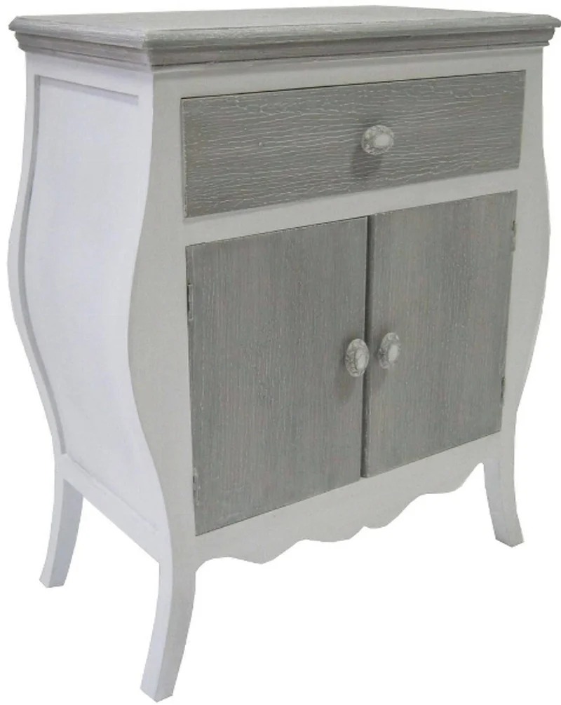Casa Padrino Landhausstil Kommode mit 2 Türen und Schublade, Antik Weiß / Grau, 65 x 34 x H. 76 cm