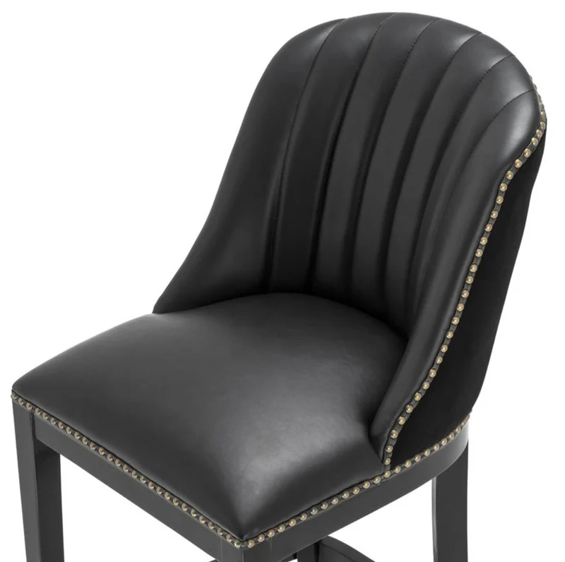 Casa Padrino Barstuhl Schwarz 49,5 x 61 x H. 115 cm - Luxus Barhocker mit Rückenlehne
