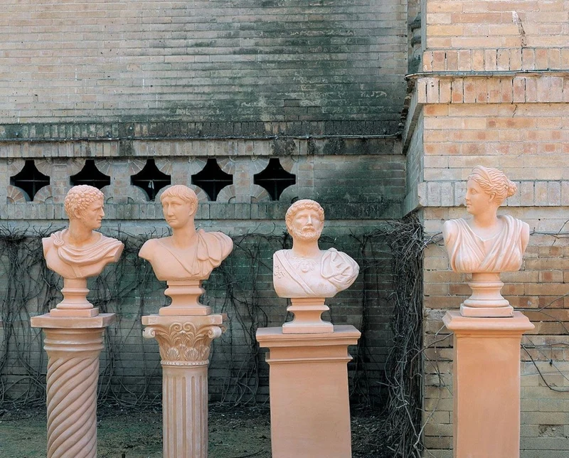 Casa Padrino Barock Säule Terracotta 39 x 39 x H. 102 cm - Handgefertigte Keramik Deko Säule - Barock Garten Terrassen Deko