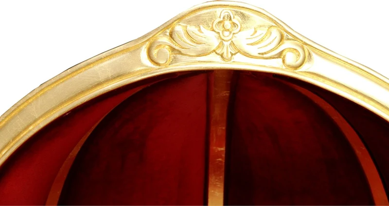 Pompöös by Casa Padrino Luxus Ballon Barock Sessel Bordeaux / Schwarz / Gold mit glitzernder Krone - Pompööser Barock Sessel designed by Harald Glööckler