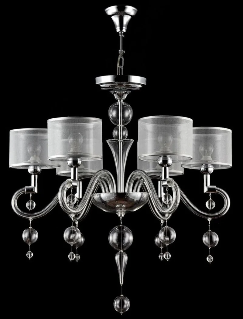 Casa Padrino Barockstil Kronleuchter 6-flammig in Silber Ø 71 x H. 68 cm - Prunkvoller Barock Lüster