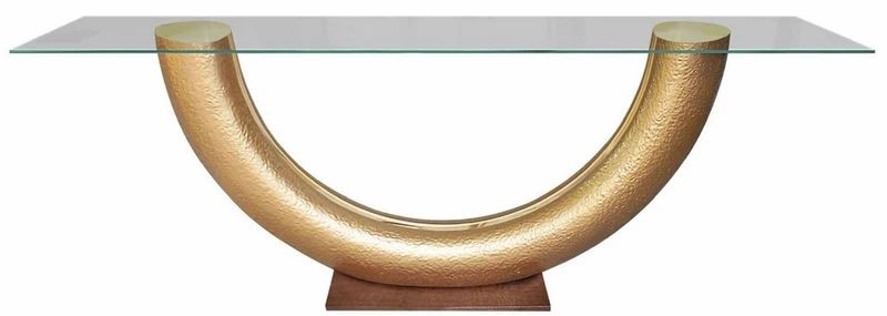Casa Padrino Luxus Konsole Gold / Dunkelbraun 230 x 45 x H. 86 cm - Konsolentisch mit Glasplatte - Wohnzimmer Möbel - Hotel Möbel - Luxus Kollektion