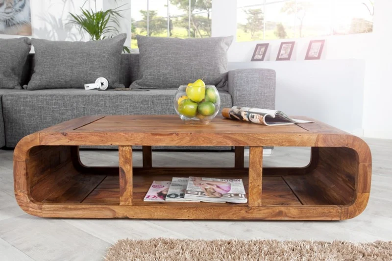 Casa Padrino Designer Massivholz Couchtisch Natur 100 x H. 30 cm - Salon Wohnzimmer Tisch - Unikat