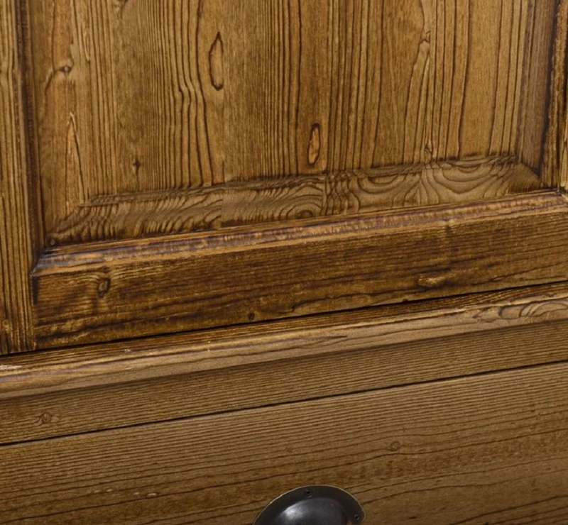 Casa Padrino Landhausstil Kleiderschrank Braun 121 x 59 x H. 197 cm - Massivholz Schlafzimmerschrank mit 2 Türen und 3 Schubladen - Landhausstil Schlafzimmer Möbel