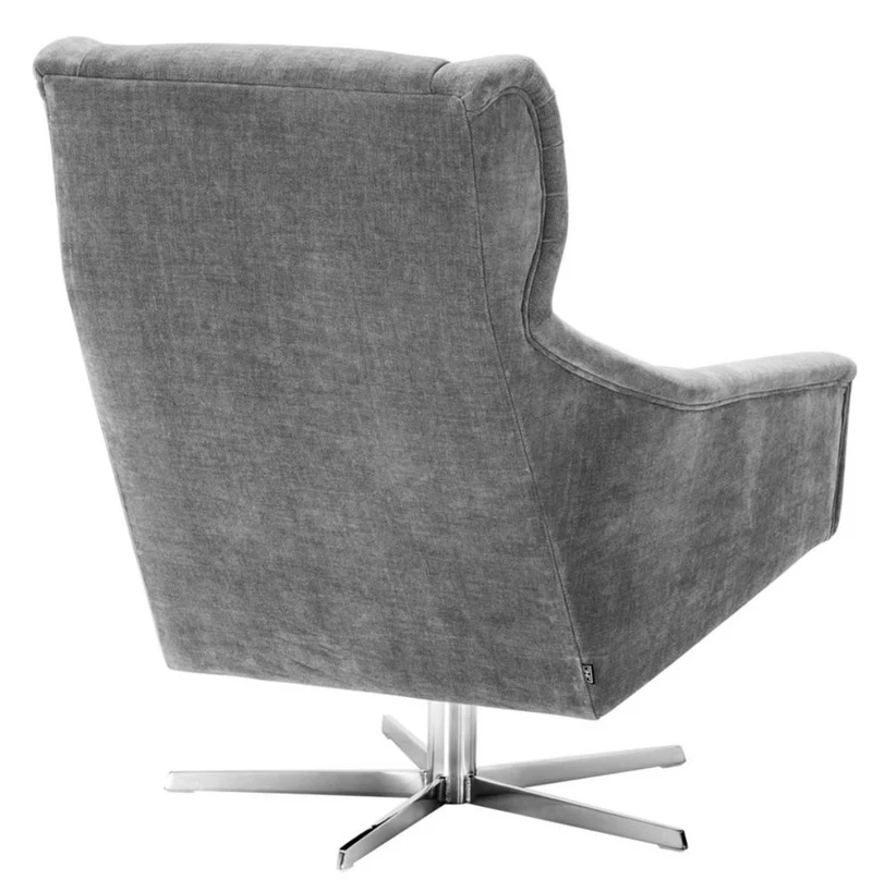 Casa Padrino Drehsessel Grau / Silber 76 x 98 x H. 94,5 cm - Luxus Möbel