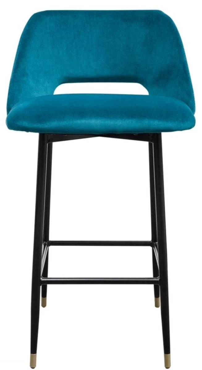 Casa Padrino Luxus Barstuhl Türkis / Schwarz 55 x 58 x H. 97 cm - Luxus Barmöbel