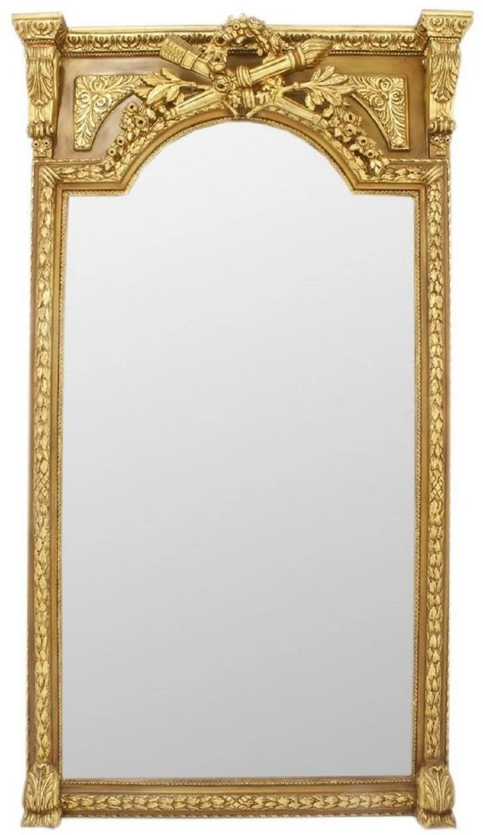 Casa Padrino Barock Spiegel Gold 120 x H. 225 cm - Prunkvoller Wandspiegel im Barockstil - Antik Stil Garderoben Spiegel - Wohnzimmer Spiegel - Barock Möbel