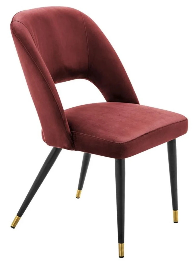 Casa Padrino Luxus Esszimmerstuhl Bordeauxrot / Schwarz 52 x 58 x H. 85 cm - Edler Polsterstuhl für gehobene Ansprüche