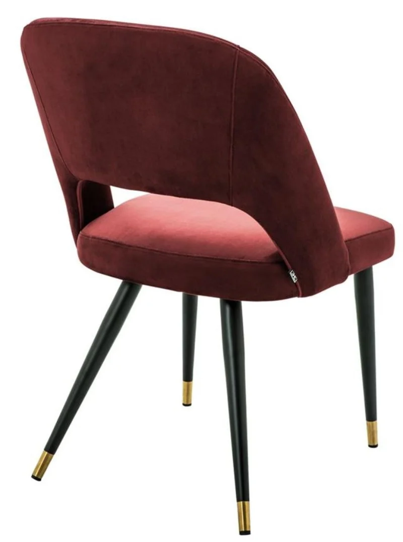Casa Padrino Luxus Esszimmerstuhl Bordeauxrot / Schwarz 52 x 58 x H. 85 cm - Edler Polsterstuhl für gehobene Ansprüche
