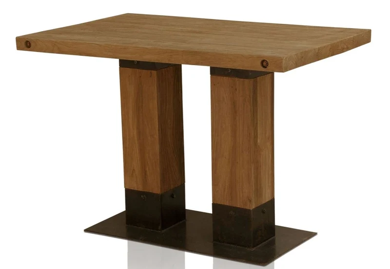 Casa Padrino Luxus Teakholz Esstisch Braun / Schwarz 110 x 70 x H. 77 cm - Esszimmermöbel
