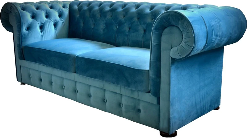 Casa Padrino Chesterfield 2er Sofa in Blau 160 x 90 x H. 78 cm - Luxus Chesterfield Sofa