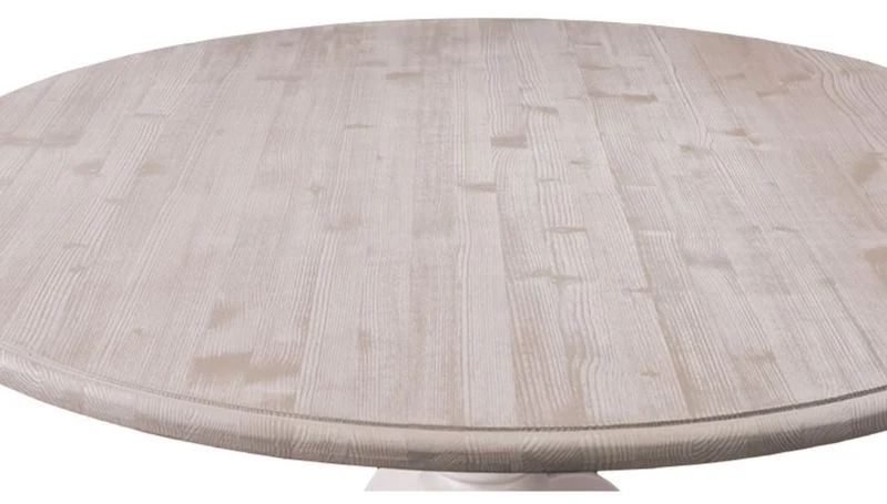 Casa Padrino Landhausstil Esstisch Naturfarben / Weiß Ø 130 x H. 78 cm - Massiver runder Esstisch aus Holz