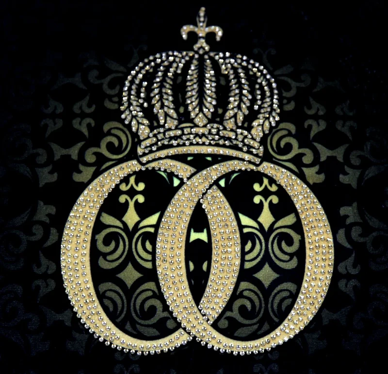 Casa Padrino Harald Glööckler Luxus Deko Barock Kissen Pompöös Schwarz / Gold Krone mit Strass und Troddeln 50 x 50 cm