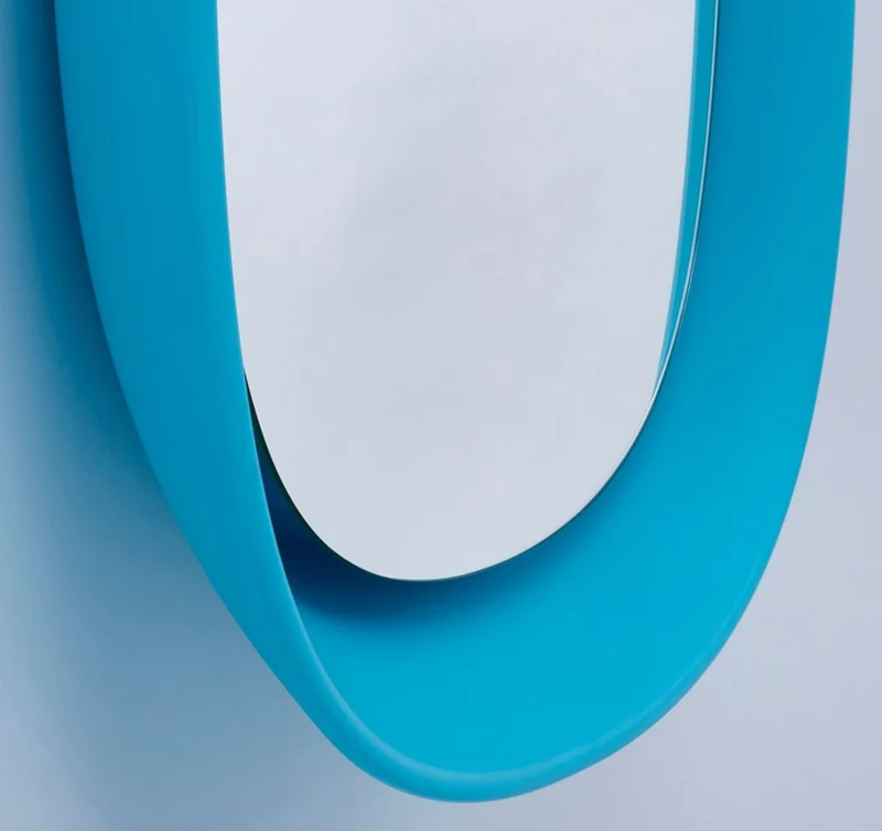 Casa Padrino Luxus Designer Spiegel Blau 70 x H. 97 cm - Designer Wandspiegel mit Licht