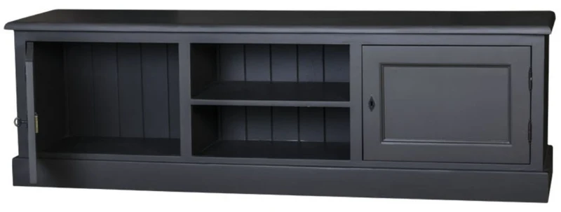 Casa Padrino Landhausstil Sideboard Schwarz 180 x 46 x H. 56 cm - Massives Kiefernholz Fernsehschrank
