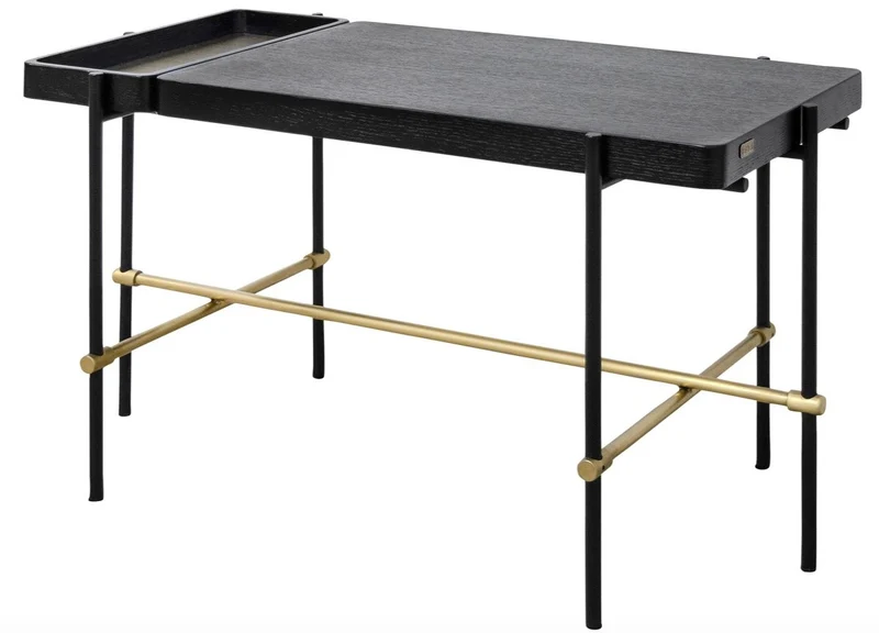 Casa Padrino Luxus Hotel Couchtisch Schwarz / Gold 80 x 40 x H. 45 cm - Hotel Möbel