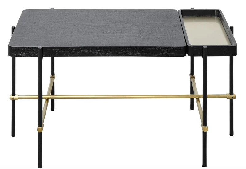Casa Padrino Luxus Hotel Couchtisch Schwarz / Gold 80 x 40 x H. 45 cm - Hotel Möbel