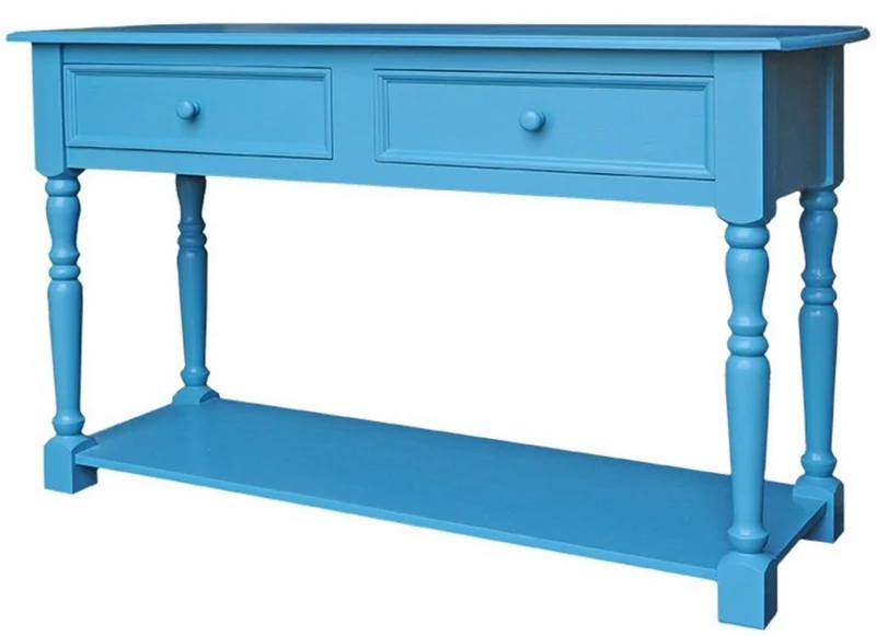 Casa Padrino Landhausstil Konsolentisch mit 2 Schubladen und Regal Blau 152 x 51 x H. 90 cm - Landhausstil Hotel Möbel
