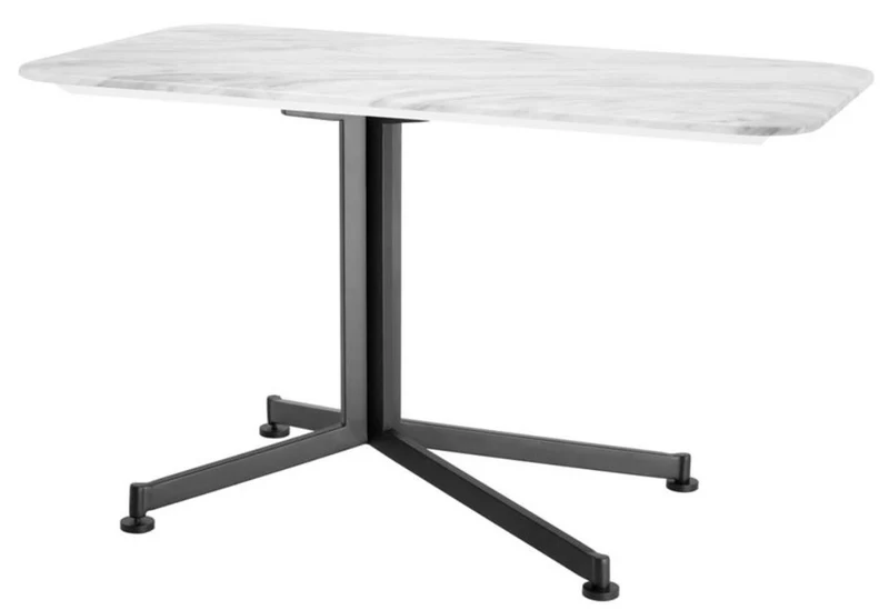 Casa Padrino Luxus Beistelltisch Weiß / Schwarz 90 x 50 x H. 54 cm - Wohnzimmermöbel