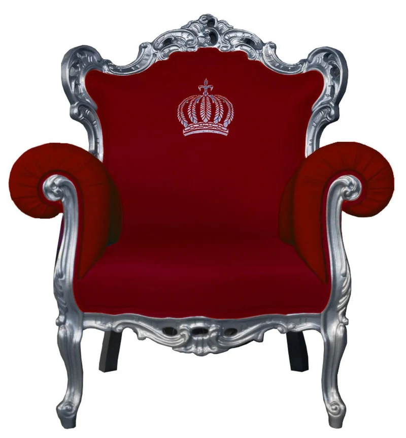 Casa Padrino Luxus Barock Sessel Pompöös von Harald Glööckler Rot / Silber - 95 x 80 x 105 cm