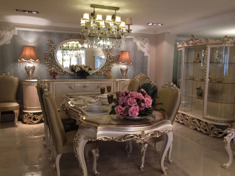 Casa Padrino Luxus Barock Esszimmer Set - 1 Esstisch & 8 Esszimmerstühle - Barock Esszimmermöbel - Luxus Qualität - Edel & Prunkvoll