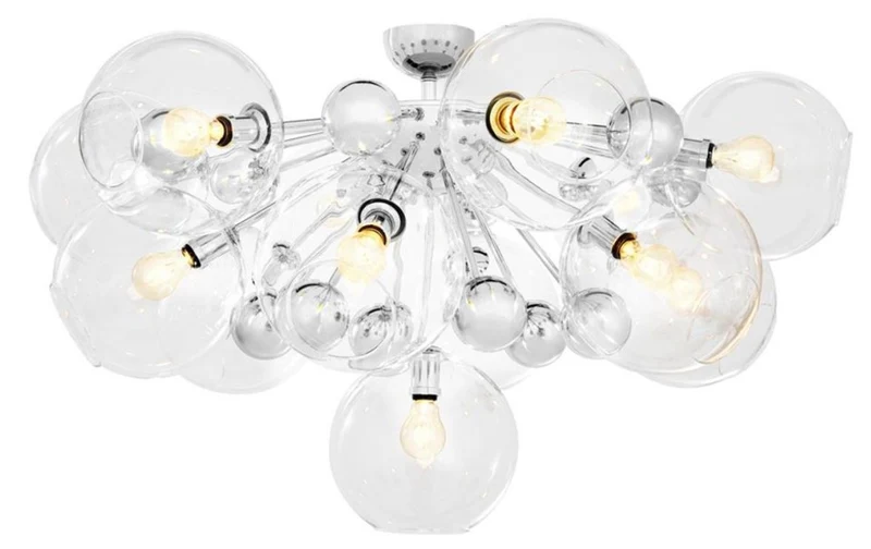 Casa Padrino Luxus Deckenleuchte Silber Ø 90 x H. 57 cm - Luxus Qualität