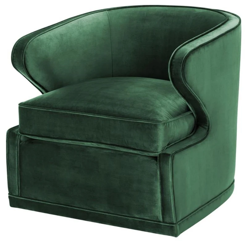 Casa Padrino Wohnzimmer Sessel / Drehsessel Grün 75 x 80 x H. 73 cm - Luxus Wohnzimmermöbel