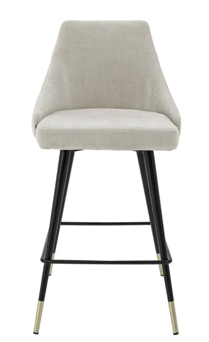 Casa Padrino Luxus Barstuhl im modernen Design Sandfarben und Schwarz 47 x 52 x H. 91 cm