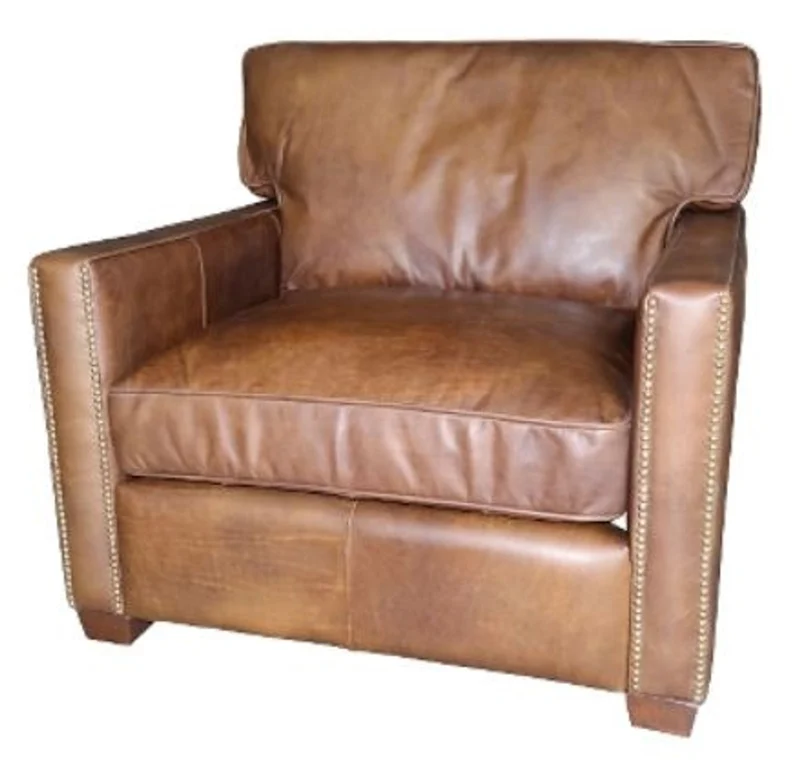 Casa Padrino Luxus Ledersessel im englischen Stil Vintage Hellbraun 100 x 100 x H. 89 cm - Echtleder Möbel